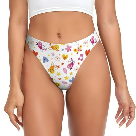 Sigee Cartoon Birds & Flowers for Women s G-String Panty  Low Rise  Soft Lace Perfect for Everyday Wear or Special Occasions-X-Small