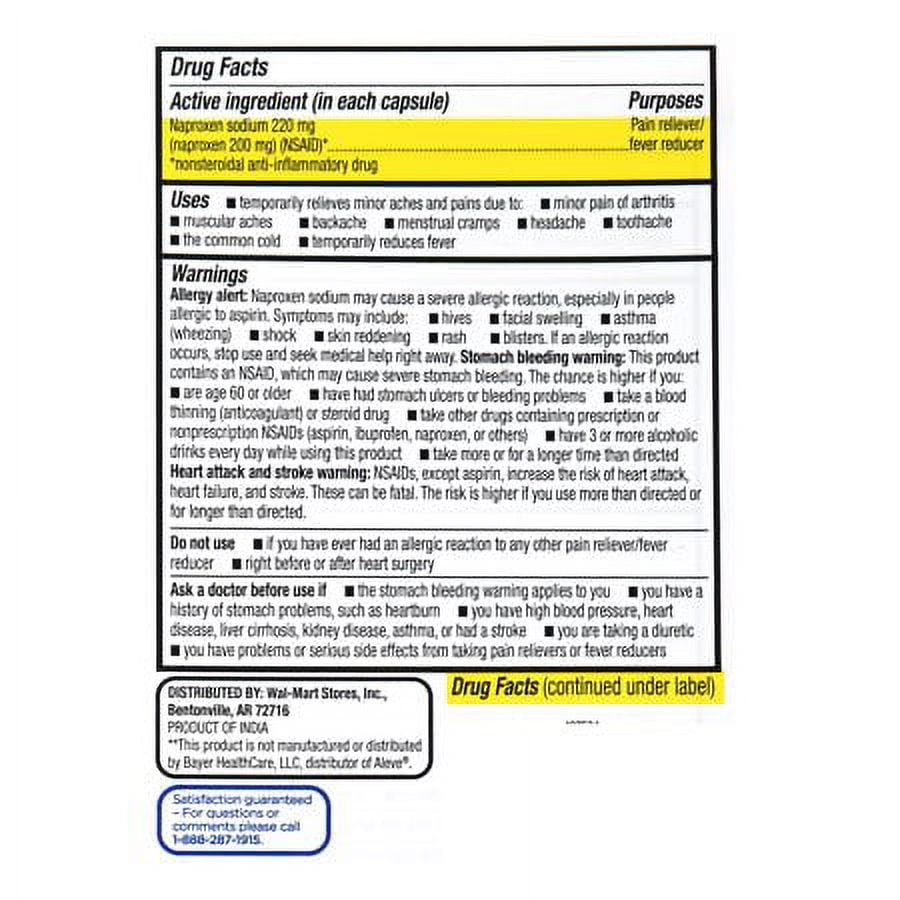Equate Naproxen Sodium Capsules, 220 mg, 80 count