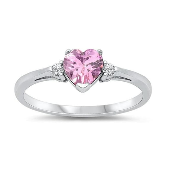 925 Sterling Silver Heart Cut Pink Cz Love Promise Women Ring, Wedding, Engagement Gift Rings