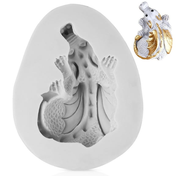 QIFULL White Silicone Baking Mold Dinosaur Shape Flexible Non Stick Tool for Chocolate and Candy