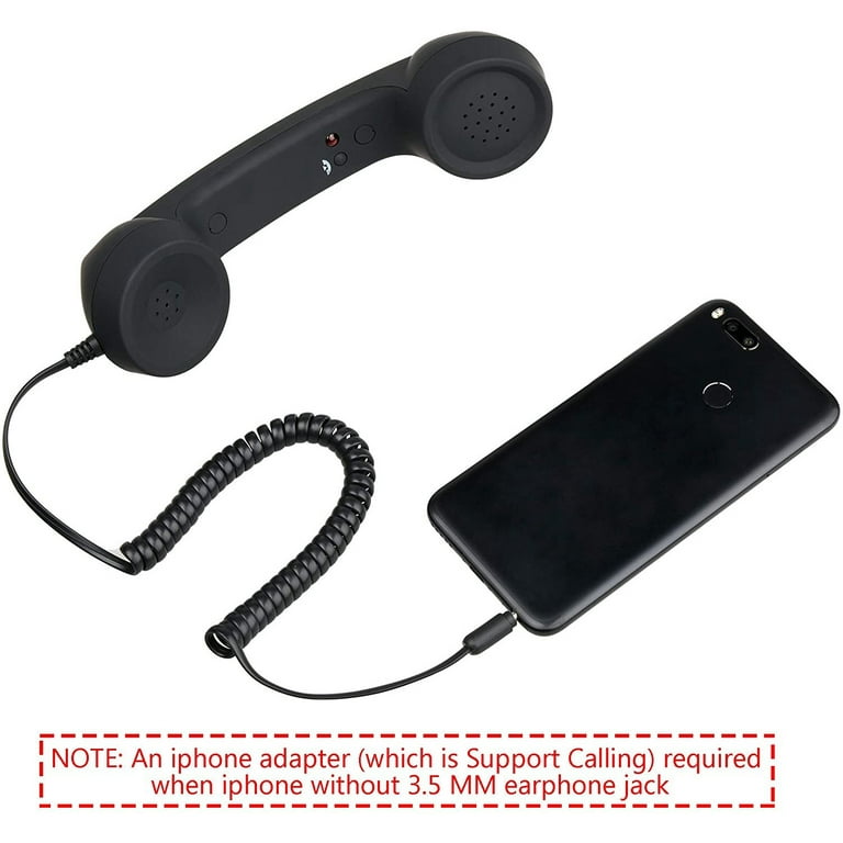 Vintage Retro Telephone Handset Cell Phone Receiver MIC Microphone for  Cellphone Smartphone, 3.5 mm Socket (Black) 