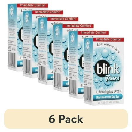(6 pack) Blink Tears Lubricating Eye Drops Mild-Moderate Dry Eye 0.5 Fl Oz Sterile