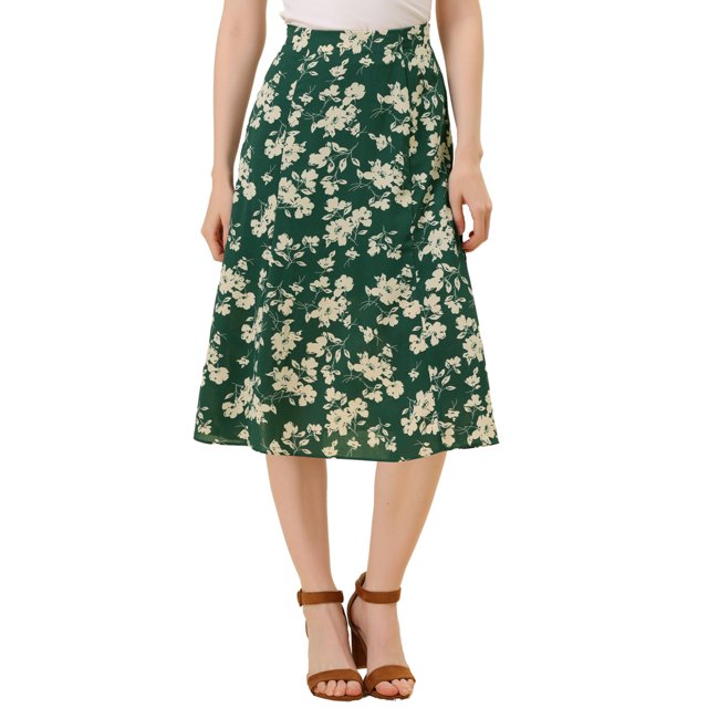 AllegK Faldasmedpiercon estampado floral y cintuelástialpamujer Verde Beige XL