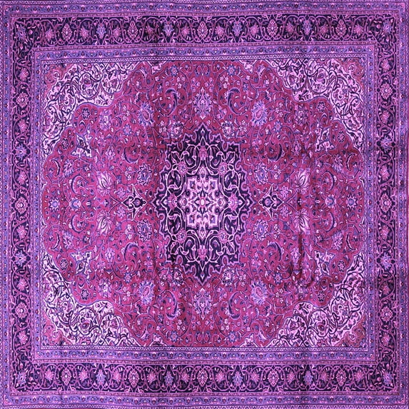 Ahgly Company Indoor Square Medallion Purple Traditional Area Rugs, 5' Square