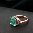 thumbnail image 4 of Gem Stone King 6.50 Ct Oval Green Malachite Red Created Ruby 18K Rose Gold Plated Silver Ring (Size 8), 4 of 4
