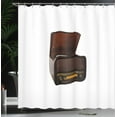 thumbnail image 3 of Ambesonne Vintage 60s Shower Curtain, Radiogramophone Print, 69"Wx84"L, Dark Brown Grey and White, 3 of 4