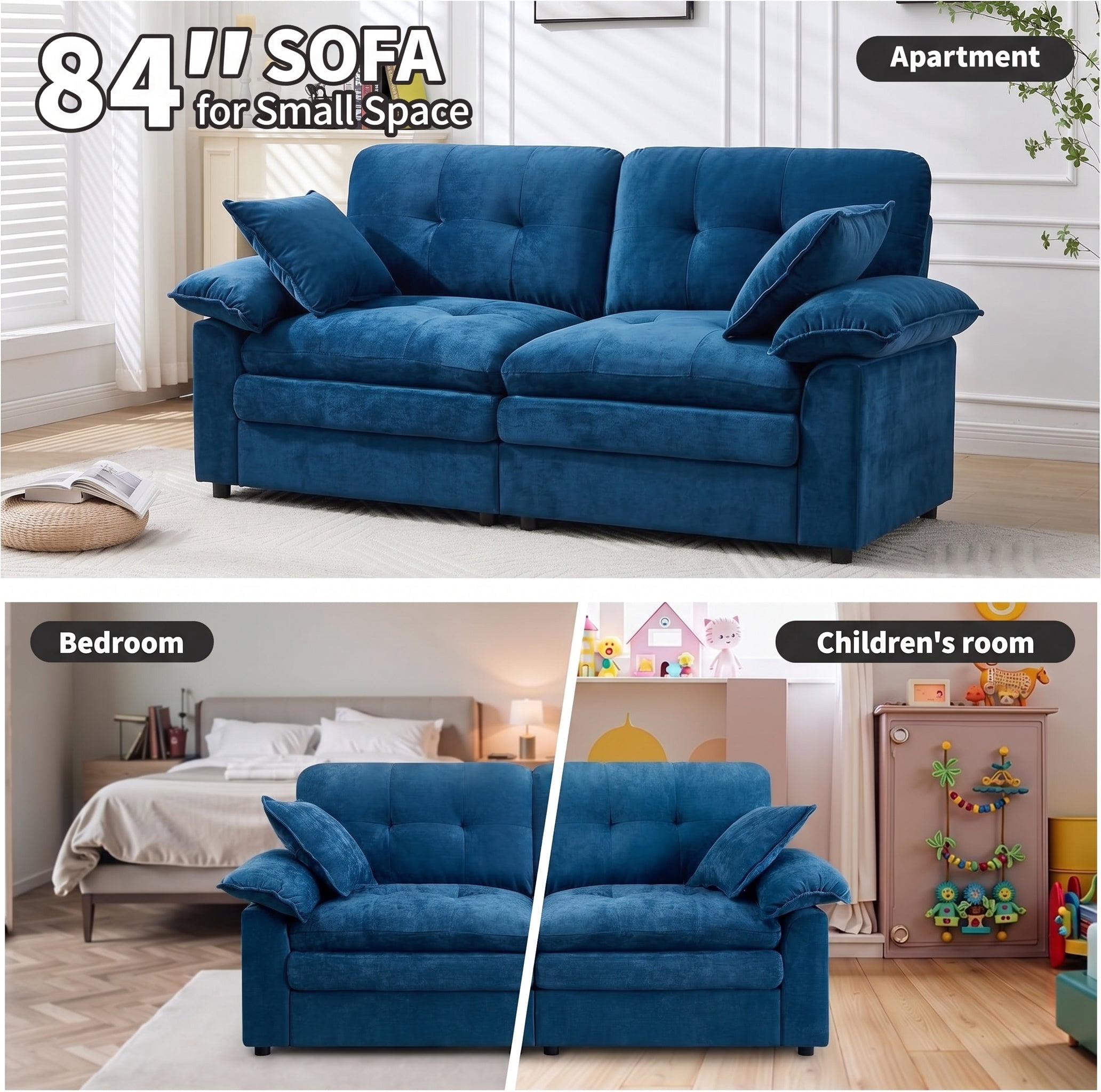 Sailvan 83" Loveseat Sofa, Comfy Corduroy Cloud Couch with Deep Seat, Modern 2-3 Person Sofa for Living Room, Apartment and Small Spaces