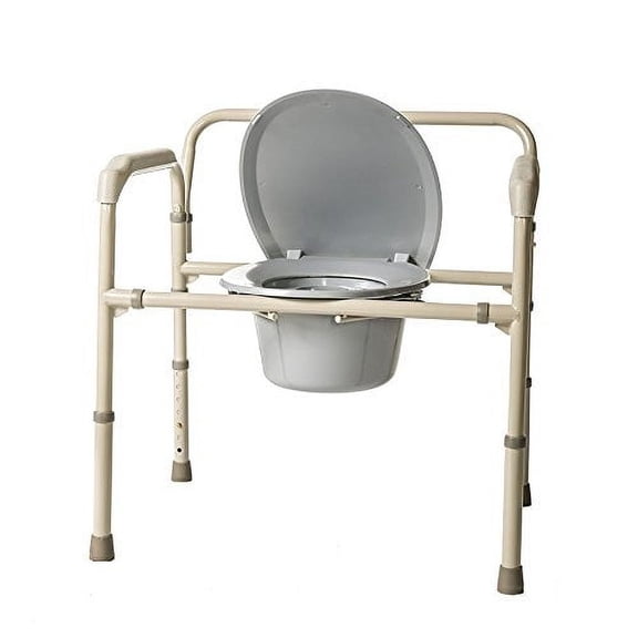 Heavy Duty Commode by Healthline Trading, Bedside Commode Bariatric Portable Medical Commode Chair Toilet Safety Seat with Arms, 3 in 1 Folding Shower Commode Chair for Elderly, Extra Wide