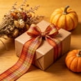 thumbnail image 4 of Fall Plaid Wired Edge Ribbon 2.46 Inch Wide, Thanksgiving Harvest Checkered Ribbon Roll for Gift Wrapping Wreath DIY Craft Halloween Fall Home Party Decoration, 4 of 6