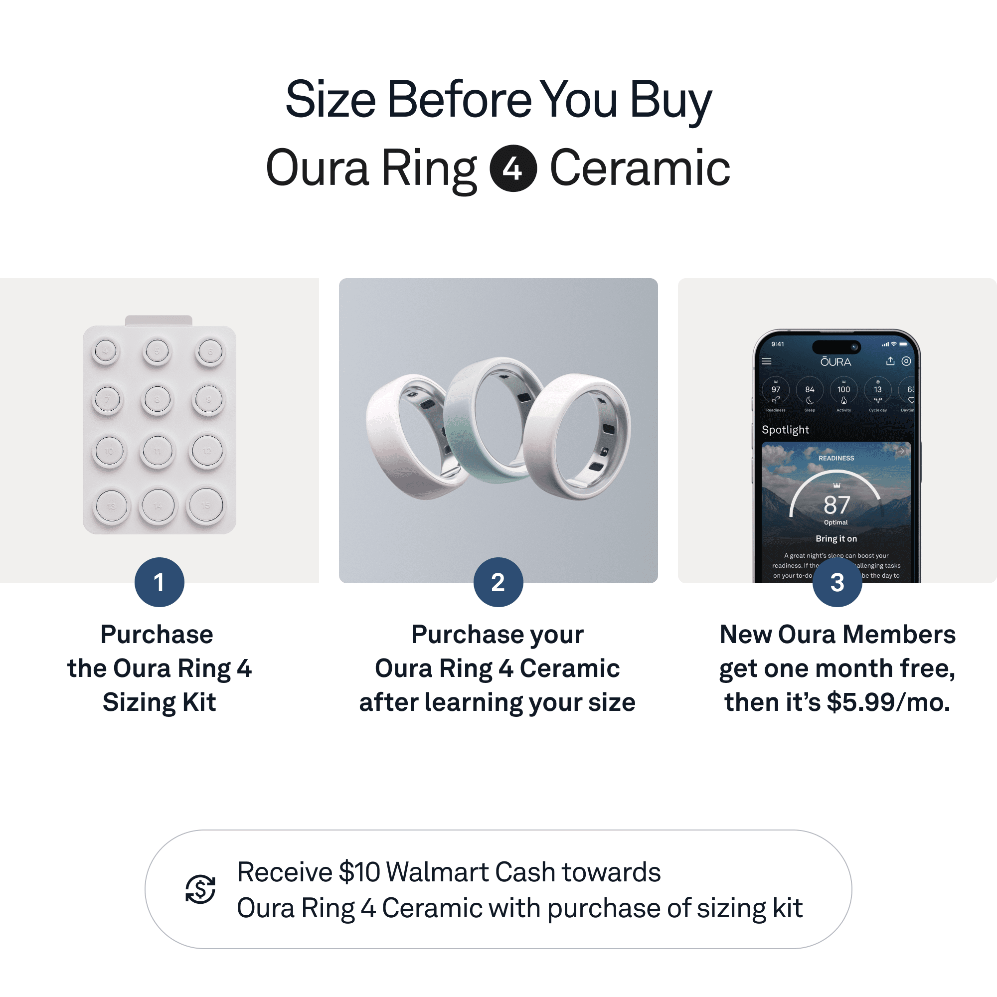 Oura Ring 4 Ceramic, Cloud, Size 4, Smart Wearable, Sleep, Fitness & Heart Rate Tracker, 8-Day Battery (Size Before You Buy)