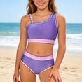 thumbnail image 3 of Baby Girl Swimsuit 6-9 Months Ruffle Hem Color Block Little Girls' Swimwear Stretchable Fabric 2 Piece Bathing Suit Strap Swimwear Swimsuits for, 3 of 3