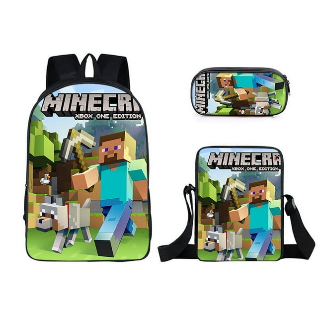 MINECRAFT school bag backpack three-piece set lunch bag stationery bag