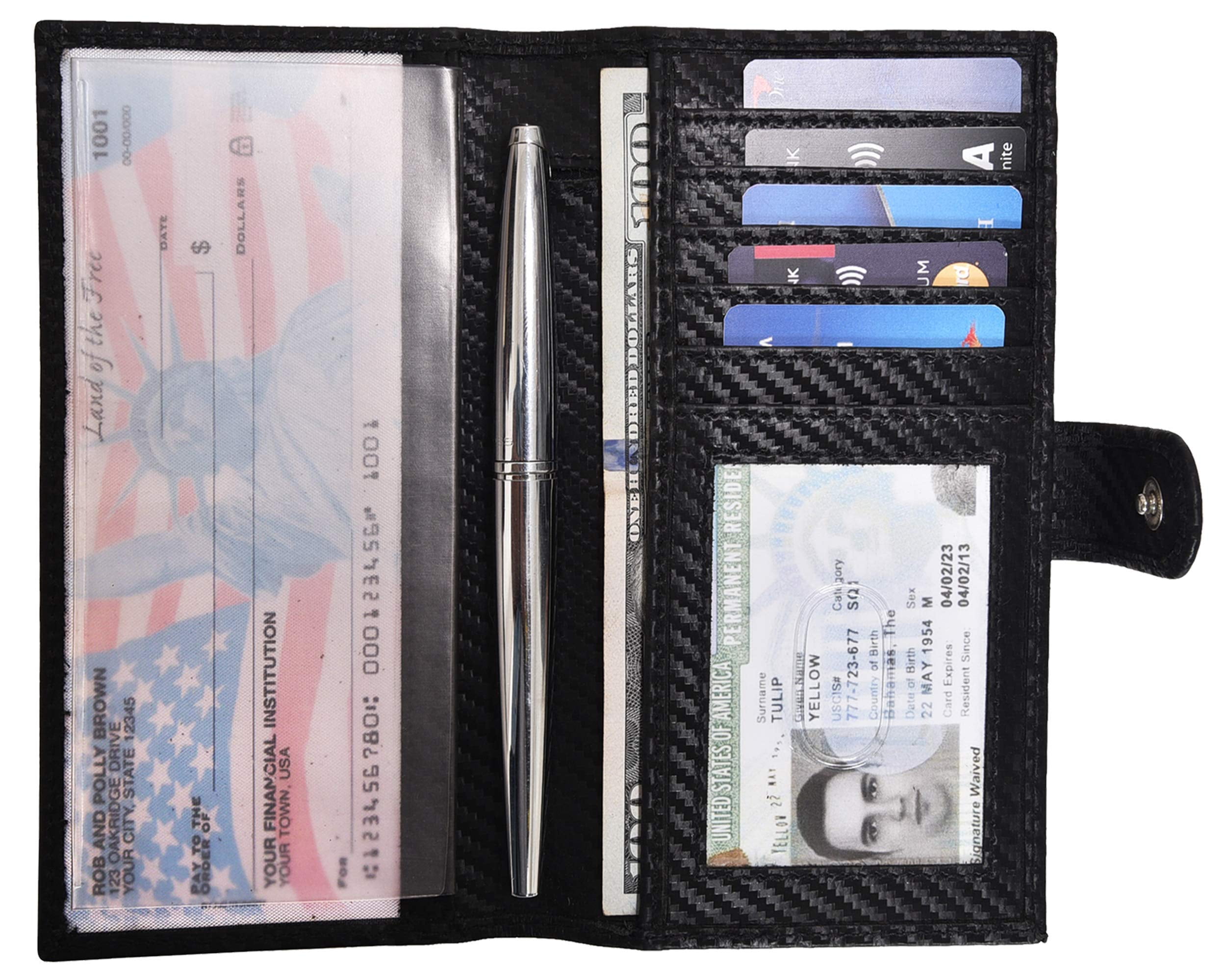 Checkbook Cover for Duplicate Checks Leather RFID Secure Wallet for