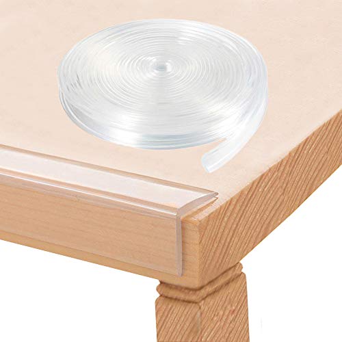 Baby Proofing 6m 20ft Soft Silicone Bumper Strip Furniture Clear Toddler Edge Protectors, Desk Edge Cushion（Clear Tables Corner Guards Baby Child Safety 