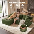 thumbnail image 2 of Aukfa 95" Modular Cloud Sectional Sofa, L-Shaped Couch with Left Facing Chaise, No Assembly Required Corduroy Deep Seat Sleeper Sofa for Living Room, Apartment, Green, 2 of 2