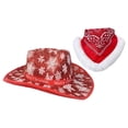 thumbnail image 4 of Christmas Cowboy Hat Big Brim Cap for Women Men Gift Santa Claus Western Hat A, 4 of 8