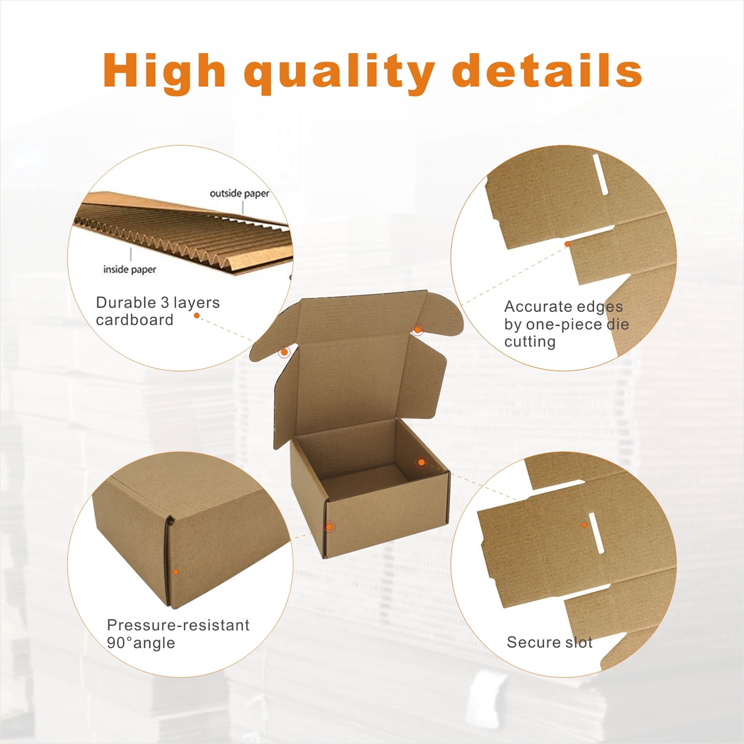 CH-BOX 50 Pack 4x4x2'' Small Corrugated Box Mailers Kraft Cardboard for Shipping Mailing Packaging