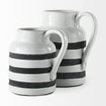 thumbnail image 5 of 9" Rustic White And Blue Stripe Ceramic Jug, 5 of 5