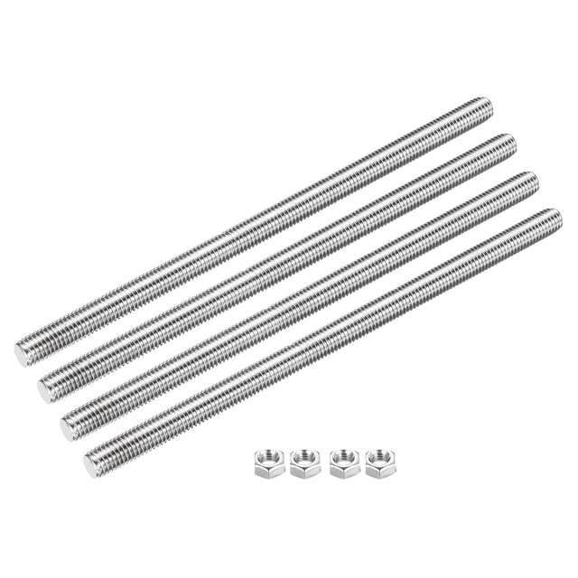 Fully Threaded Rod M10 x 300mm 1.5mm Pitch 304 Stainless Steel Right Hands 4pcs