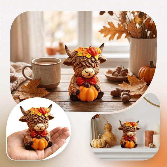Solid Resin Cow Desktop Figurine Ornament, fine‑finished handicraft styling, compact desktop‑sized design, serves as shelf decoration, housewarming and everyday souvenir gift