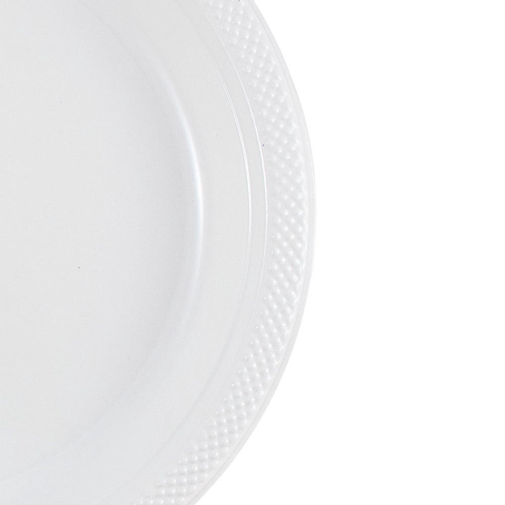 JAM Paper Bulk Round Plastic Party Plates, White, 200/Box, Small, 7"