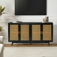 thumbnail image 4 of Wooden Rattan Sideboard TV Stand 4 Doors Storage Cabinet Credenzas Table TVs up to 65" Buffet Home Living Room Kitchen Black, 4 of 10