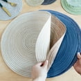 thumbnail image 5 of Round Placemats Set of 4, Cotton Woven Placemat Heat-Resistant Non-Slip Washable Table Mats for Dining Table 14 Inch, Blue, 5 of 8