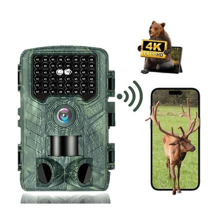 trail camera 60 Megapixel 4K deer camera with Night Vision Motion Activated IP65 Waterproof Rated for Outdoor Wildlife Viewing 4K wifi trail camera