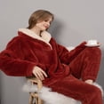 thumbnail image 3 of Pyjama en Polaire Corail pour Femmes Ensemble de Pyjama en Flanelle Doux Vêtements de Détente Chauds 2 Pcs, Gris TG, 3 of 4