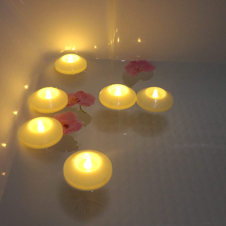 JYPS Floating Pool Lights Candles, 24pcs Flameless Floating Tealights, Flickering LED Floating Candles Lights for Pool, Pond, Party, Floating Lights