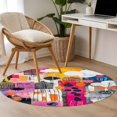 thumbnail image 4 of Round Rugs 3.3Ft, Colorful Oil Painted Round Area Rug Washable Indoor Throw Carpet, Abstract Modern Contemporary Soft Non Slip Circle Rug for Laundry Room Patio Home Decor Aesthetic, 4 of 8