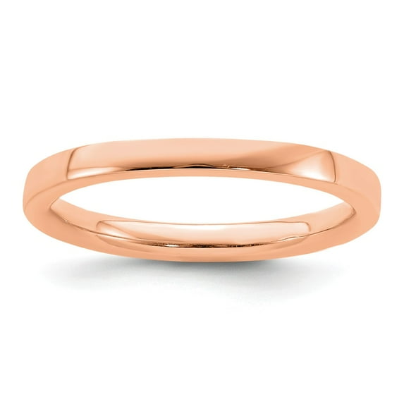 Sterling Silver Stackable Expressions Rose Gold Plated Polished Flat Ring Size 10