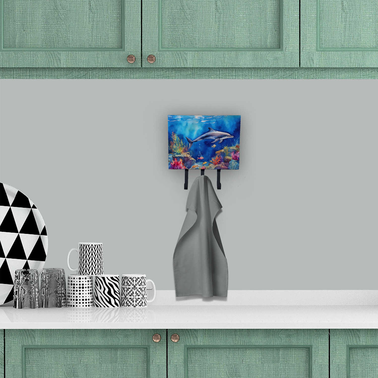 Dolphin Leash or Key Holder 6 in x 9 in