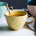 thumbnail image 3 of 12.5Oz Ceramic Mug for Office and Home with Gold Spoon Coffee Cup, Yellow, 3 of 5