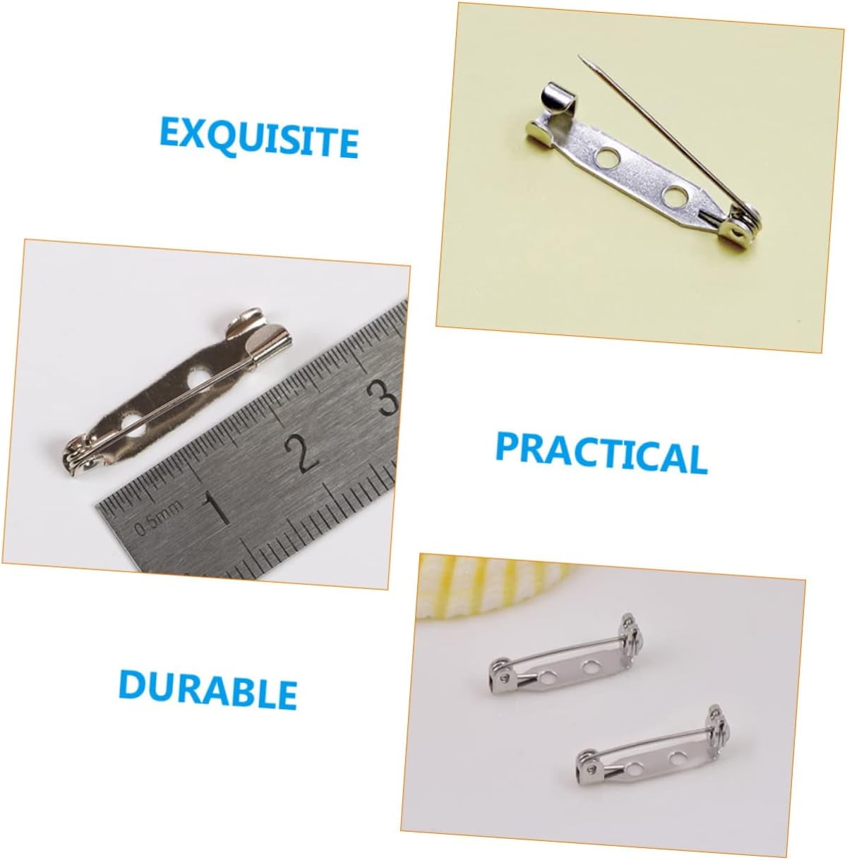 SLGHLSAHG 1200 Pcs Silver Safety Pin Badge Bar Clasps for Jewelry Making Jewelry Tone Pin Backs Clasp Safety for Brooch Pin Backs Clasp Locking Pin Back Alloy Blanket Metal A49402