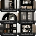 thumbnail image 6 of FURNIWAY Black Arched Cabinet with Glass Doors, 71" Tall Arched Bookcase Storage with Shelves, Kitchen Pantry Cabinet for Living Room, 6 of 7