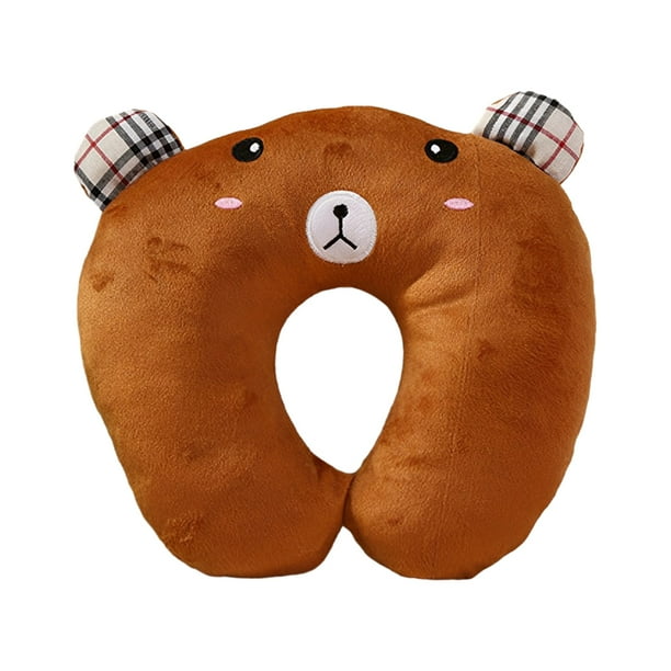 Matsuzay Almohadas en forma de U Elementos esenciales de viaje suaves y acogedores para un viaje cómodo Almohadas en forma de U para dormir Juegos de cama Oso café 26*30cm