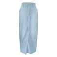 thumbnail image 3 of Women Denim Skirt High Waist A Line Long Hem Polyester Casual Daily Outdoor Wear, 3 of 5
