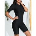 thumbnail image 4 of iEFiEL Womens Boyleg One Piece Swimsuit Tummy Control Swimwear Short Sleeve Rash Guard Wetsuits Black XXL, 4 of 7
