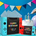 thumbnail image 5 of Video Game Birthday Gift Bag - 13" Large Happy Birthday Gift Bag with Tissue Paper and Card for Boys Kids Video Game Birthday Party Supplies, 5 of 7