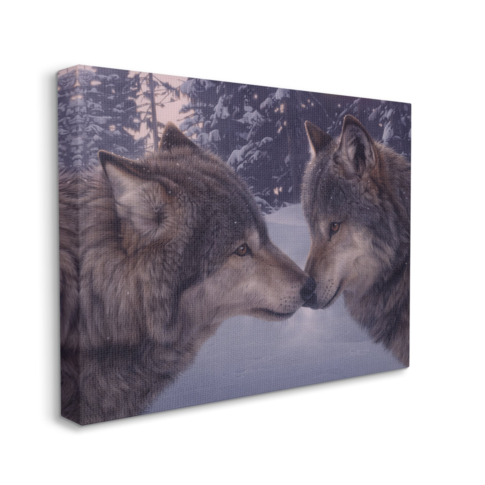 Stupell Industries Wolves Touching Noses Nature Animals & Insects Painting Gallery Wrapped Canvas Print Wall Art