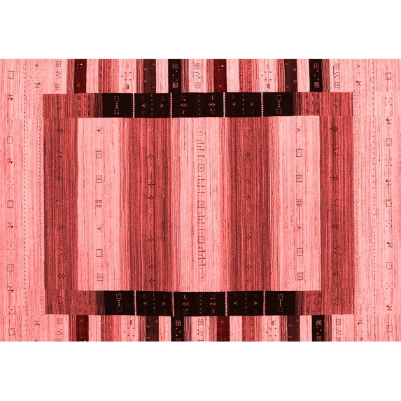 Ahgly Company Indoor Rectangle Abstract Red Contemporary Area Rugs, 4' x 6'