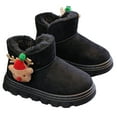thumbnail image 3 of HAUXUN-QABoys & Girls Christmas Reindeer Doll Warm Cotton Shoes 3-11 Years, -Lined Thick Non- Snow Boots, Autumn Winter Holiday Mid-Calf Footwear(Black,12.5), 3 of 9