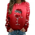 thumbnail image 2 of Babysbule Womens Christmas Tops Ladies Christmas Print Loose Long Sleeve Round Neck Pullover Top T-Shirt Top, 2 of 3