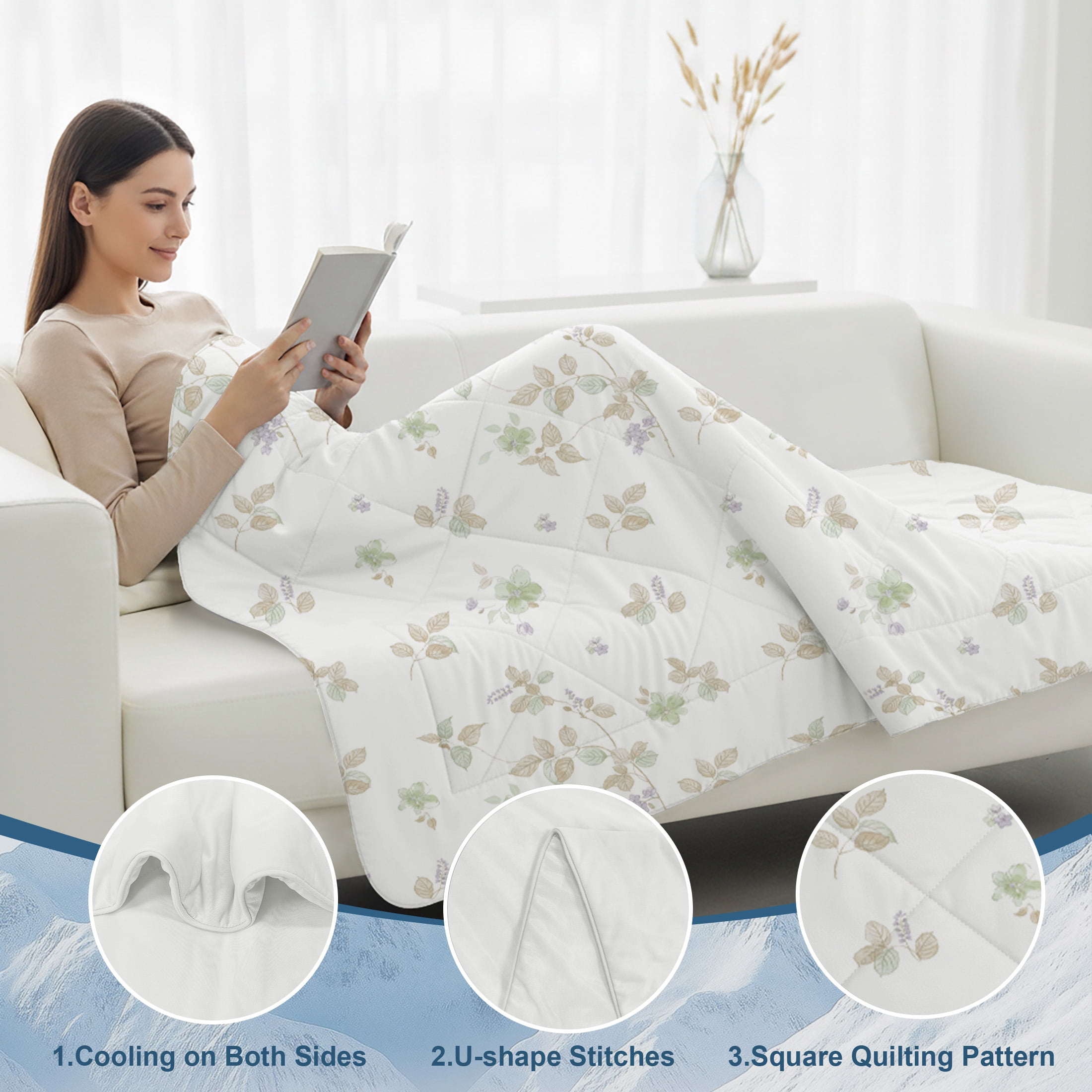 Cooling Blanket Twin Size, Double-Sided Q-Max>0.45 Arc-Chill Summer Blanket, Breathable Soft All-Season Breathable Lightweight Comforter for Hot Sleepers and Night Sweats