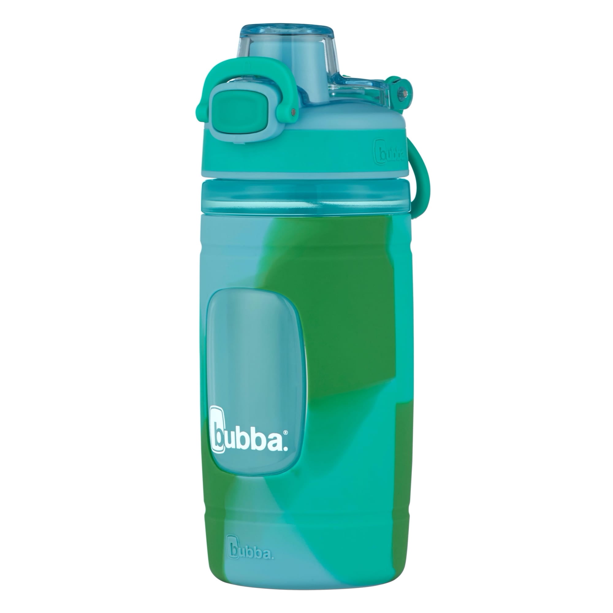 (4 pack) Bubba Flo Kids 16 oz Teal and Green Plastic Water Bottle with Wide Mouth Lid
