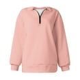 thumbnail image 4 of Oversized Sweatshirt for Women Trendy,Women's Causal 1/4 Zip Pullover Long Sleeve Collar Sweatshirts Solid Color V Neck Pullover Tops Drop Shoulder Fleece Workout Sweater, 4 of 6