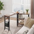 thumbnail image 3 of 360° Rotating Sofa Side Table with Charging Station, Swivel End Table Featuring Extra Storage Bag and 6 Lockable Swivel Wheels for Bedroom and Living Room, 3 of 8