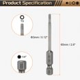 thumbnail image 2 of Punta de destornillador Torx Uxcell T9 1/4" Vástago hexagonal 2.6" (65mm) Largo Magnético Sin Punta de Agujero 6 Puntos, 2 of 7
