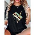 thumbnail image 1 of Camiseta básica para mujer veranoRetro Party Clothing from The 80S And 90S Featuring Nostalgic Cassette Tape Prints on T-Shirts.Father's Day, Mother's Day, New Year, Spring Festival, Valentine's Day, 1 of 6